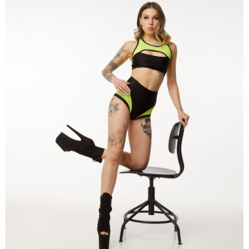 Polerina Anela – Black and Yellow Top rete a maglia larga M