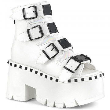 Demonia Cult ASHES-70 Wht Vegan Leather