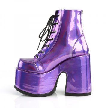 Demonia Cult CAMEL-203 Purple Hologram Vegan Leather