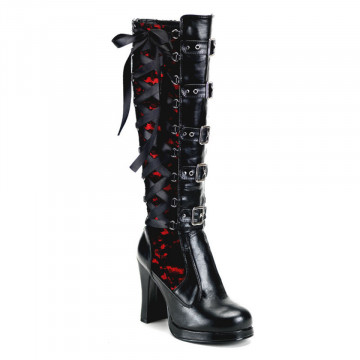 Demonia Cult CRYPTO-106 Blk-Red Vegan Leather