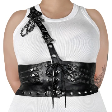 Demonia Cult DA-105-LXL Blk Str Faux Leather