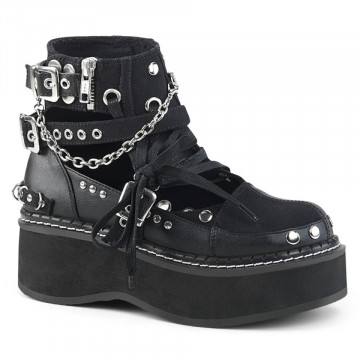 Demonia Cult EMILY Blk Canvas-Vegan Leather
