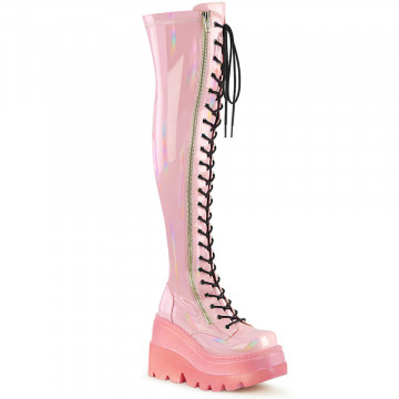 Demonia Cult SHAKER-374-1 B. Pink Hologram Stretch Patent