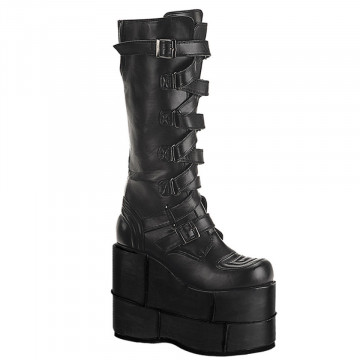 Demonia Cult STACK-308 Blk Vegan Leather