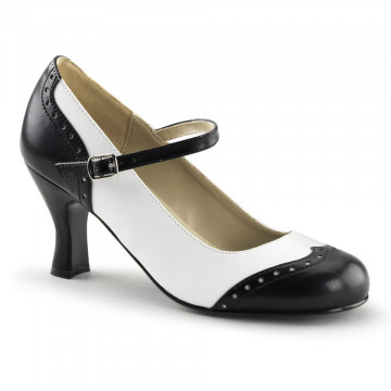 Pin Up Couture FLAPPER-25 Blk-Wht Pu