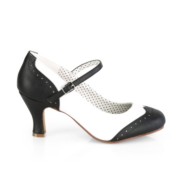 Pin Up Couture FLAPPER-25 Blk-Wht Pu