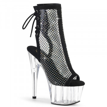 Pleaser ADORE-1018RM Blk Faux Suede-RS Mesh/Clr