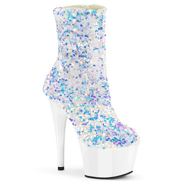 Pleaser ADORE-1042SQ Wht Multi Sequins/Wht