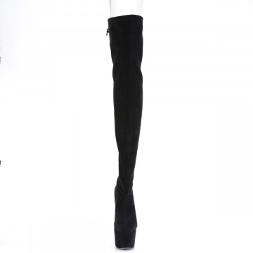 Pleaser ADORE-3008 Blk Stretch Faux Suede/Blk Faux Suede