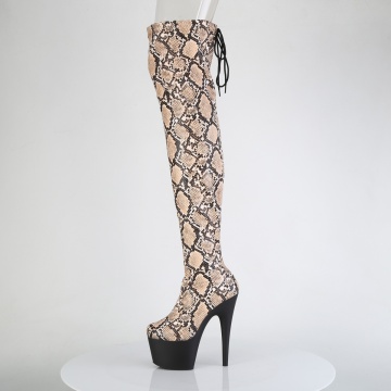 Pleaser ADORE-3008SP-BT Tan-Brown Snake Print/Blk Matte