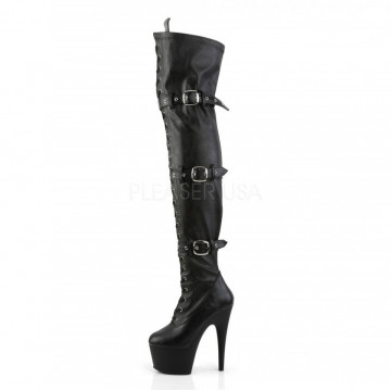 Pleaser ADORE-3028 Blk Str Faux Leather/Blk Matte