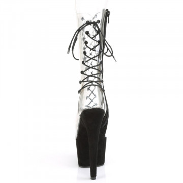 Pleaser ADORE-700-60FS Clr/Blk Faux Suede