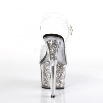 Pleaser ADORE-708CG Clr/Slv Confetti Glitter