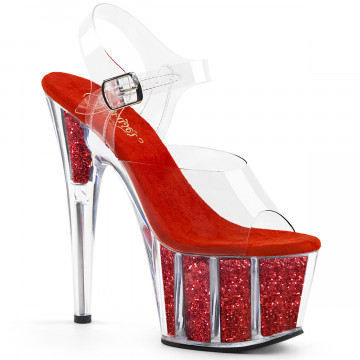 Pleaser ADORE-708G Clr/Red Glitter Inserts