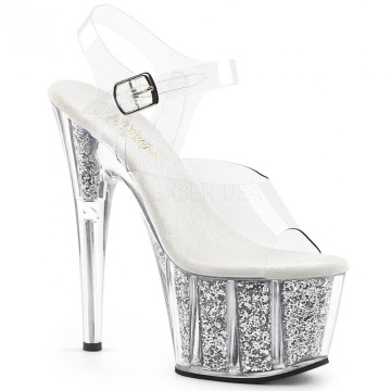 Pleaser ADORE-708G Clr/Silver Multi Glitter Inserts 5us 35eu