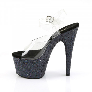 Pleaser ADORE-708LG Clr/Blk Multi Glitter