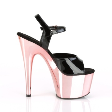 Pleaser ADORE-709 Blk Pat/Rose Gold Chrome