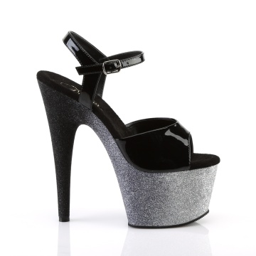 Pleaser ADORE-709OMBRE Blk Pat/Slv-Blk Ombre