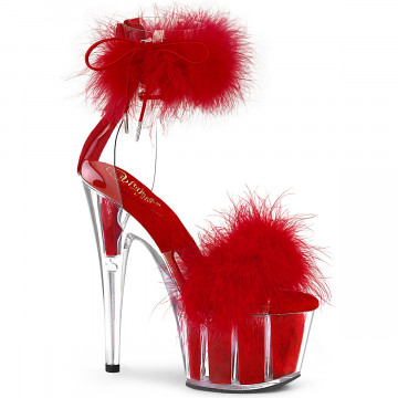 Pleaser ADORE-724F Clr-Red Fur/Red Fur