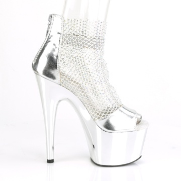 Pleaser ADORE-765RM Slv Metallic Pu-RS Mesh/Slv Chrome