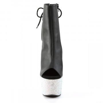 Pleaser BEJEWELED-1018DM-7 Blk Faux Leather/Slv Multi RS