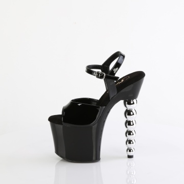 Pleaser BLISS-709 Blk Pat/Blk-Slv Chrome