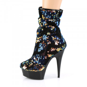 Pleaser DELIGHT-1004 Blue Iridescent Sequins/Blk