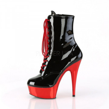 Pleaser DELIGHT-1020 Blk Pat/Red Chrome