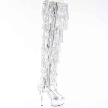 Pleaser DELIGHT-3017HG-RSF Slv Holo Metallic Pu/Clr