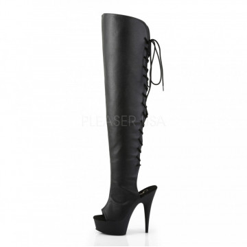 Pleaser DELIGHT-3019 Blk Faux Leather/Blk Matte
