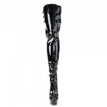 Pleaser DELIGHT-3055 Blk Stretch Pat/Blk