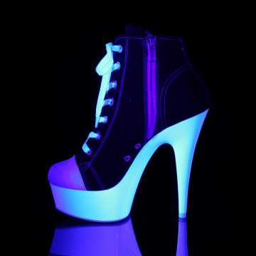 Pleaser DELIGHT-600SK-02 Blk Canvas/Neon White