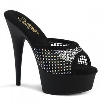 Pleaser DELIGHT-601-6RM Blk Faux Suede-RS Mesh/Blk Matte