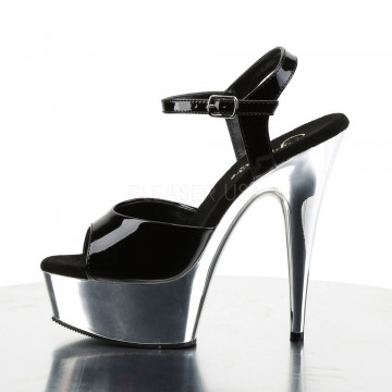 Pleaser DELIGHT-609 Blk/Slv Chrome