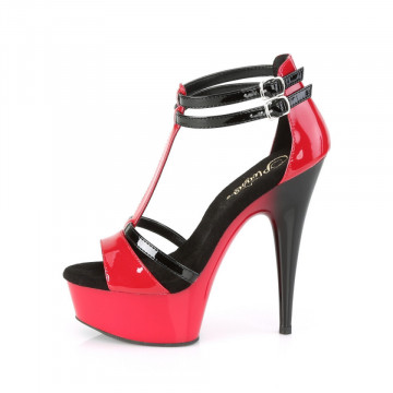Pleaser DELIGHT-663 Red-Blk Pat/Red-Blk