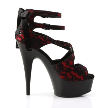 Pleaser DELIGHT-678LC Red Satin-Lace/Blk Matte