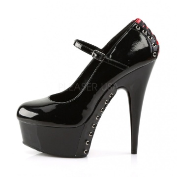 Pleaser DELIGHT-687FH Blk-Red Pat/Blk