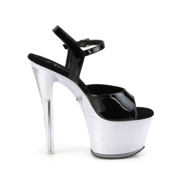 Pleaser DISCOLITE-709 Blk Pat/White Glow