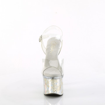 Pleaser ESTEEM-708CK Clr/Clr-Slv Holo Crackle