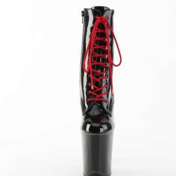 Pleaser FLAMINGO-1020 Blk Pat/Blk-Red