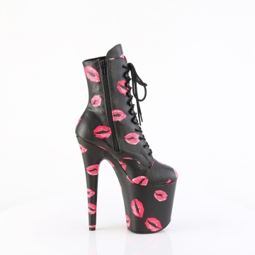 Pleaser FLAMINGO-1020KISSES Blk Faux Leather/Blk Faux Leather