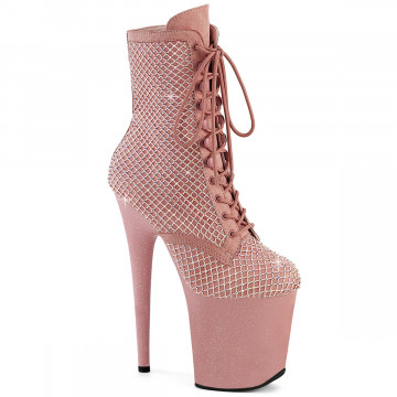 Pleaser FLAMINGO-1020RM Salmon Pink Faux Suede-RS Mesh/B. Pink Matte