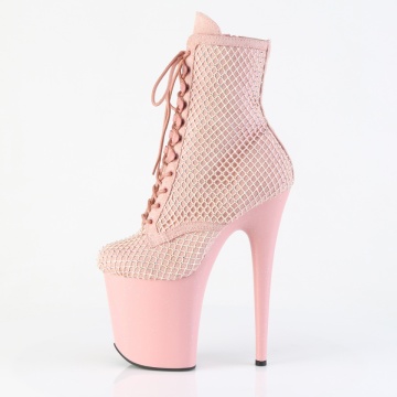 Pleaser FLAMINGO-1020RM Salmon Pink Faux Suede-RS Mesh/B. Pink Matte