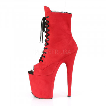 Pleaser FLAMINGO-1021FS Red Faux Suede/Red Faux Suede