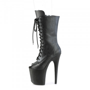 Pleaser FLAMINGO-1051WR Blk Faux Leather/Blk Faux Leather