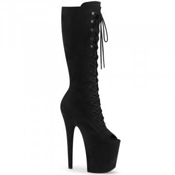Pleaser FLAMINGO-2051FS Blk Faux Suede/Blk Faux Suede