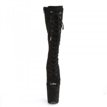 Pleaser FLAMINGO-2051FS Blk Faux Suede/Blk Faux Suede