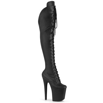 Pleaser FLAMINGO-3014 Blk Str. Faux Leather/Blk Matte