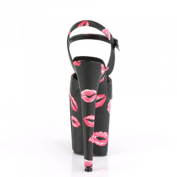 Pleaser FLAMINGO-809KISSES Blk Faux Leather/Blk Faux Leather