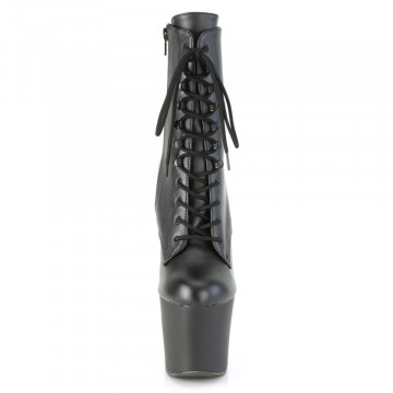 Pleaser IRONGRIP-1020 Blk Faux Leather/Blk Matte-Slv Brushed